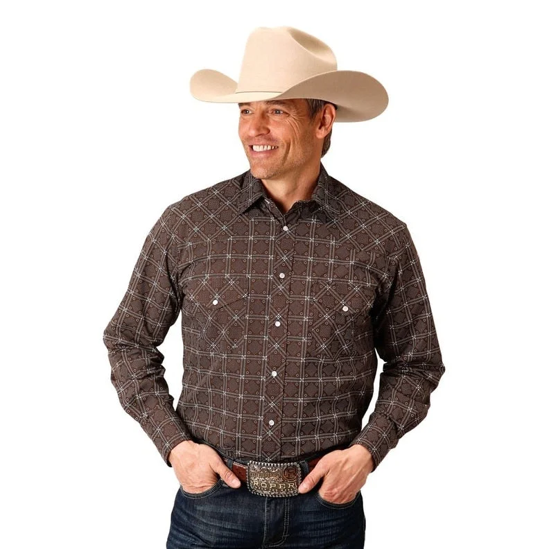 Roper Western Shirt Mens Long Sleeve Retro Print 01-001-0019-0708 BR