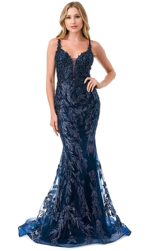 prom dresses with beaded accentsAspeed Design L2777B - Spaghetti Straps Mermaid Prom Dress