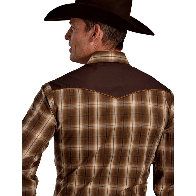 Roper Western Shirt Mens Long Sleeve Snap Brown 01-001-0024-6087 BR