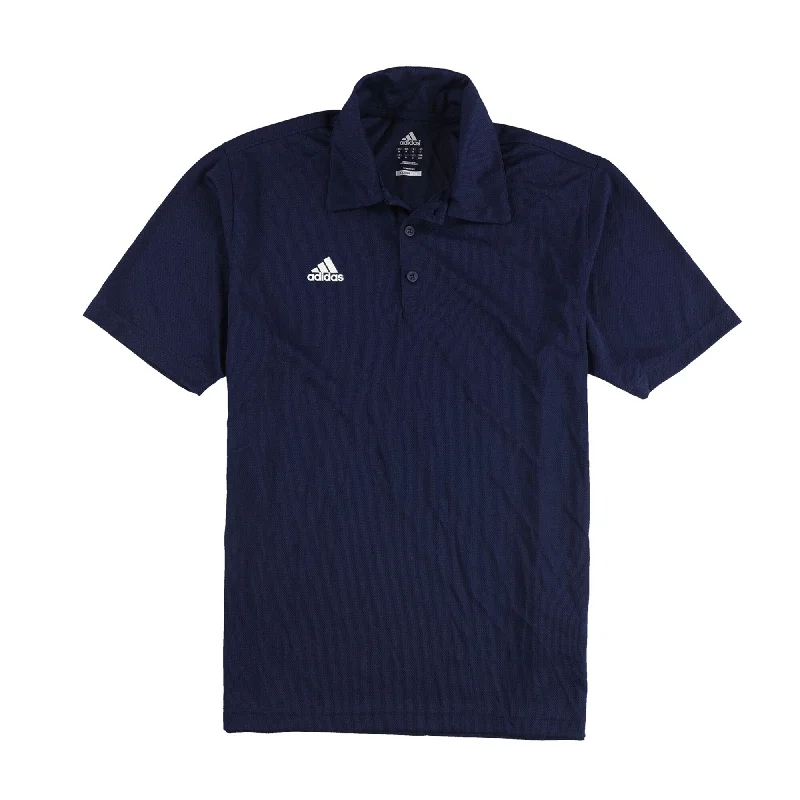 Adidas Mens Logo 3-Button Rugby Polo Shirt, Blue, Medium