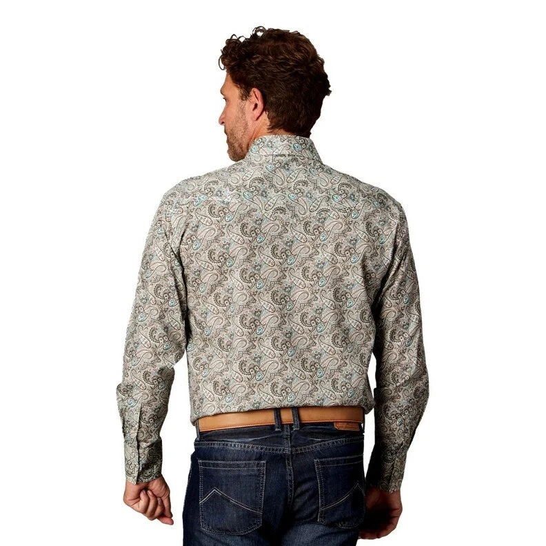 Roper Western Shirt Mens Paisley L/S Snap Khaki 03-001-0225-4033 BR