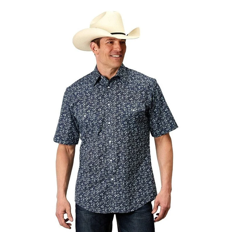 Roper Western Shirt Mens S/S Print Floral Blue 01-002-0019-0350 BU