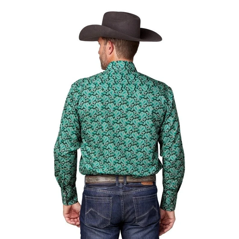 Roper Western Shirt Mens L/S Paisley Snap Green 03-001-0225-4029 GR