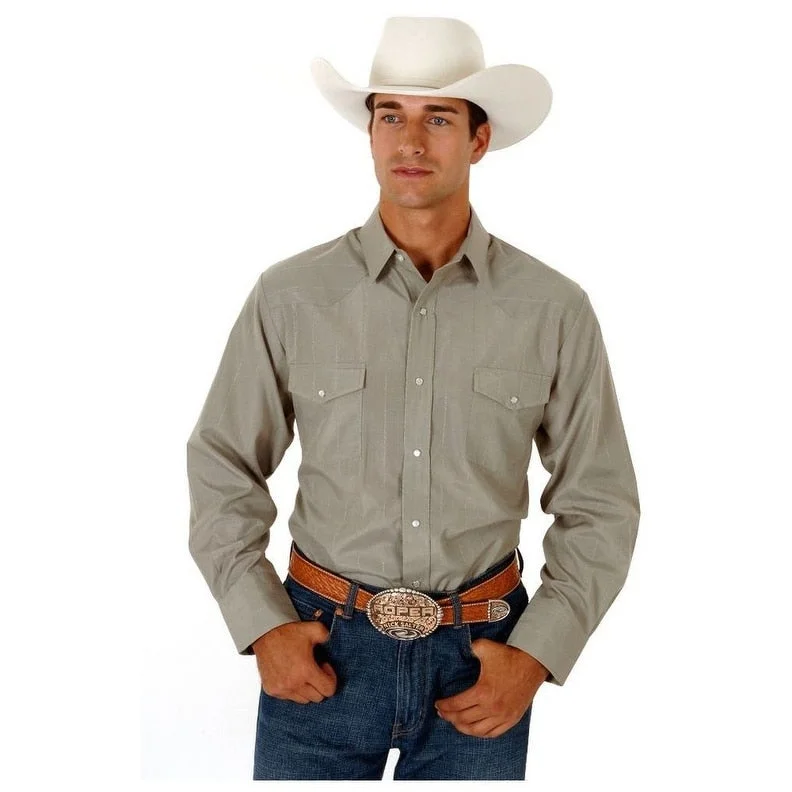 Roper Western Shirt Mens L/S Snap Stripe Loden 01-001-0145-0937 LO