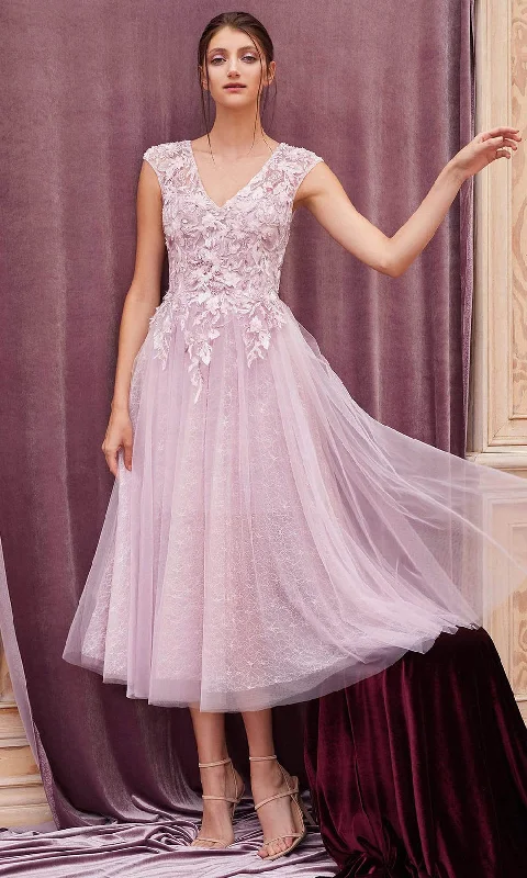 prom dresses with floral embroideryAndrea and Leo - A0687S V Neck Tulle Prom Dress