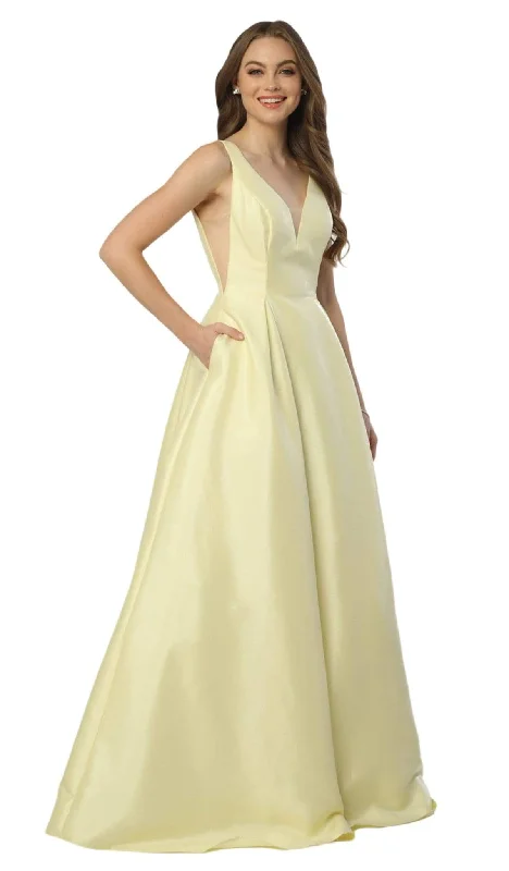 prom dress inspiration galleriesNox Anabel - E156P V-Neck Sheer Panel Prom Dress