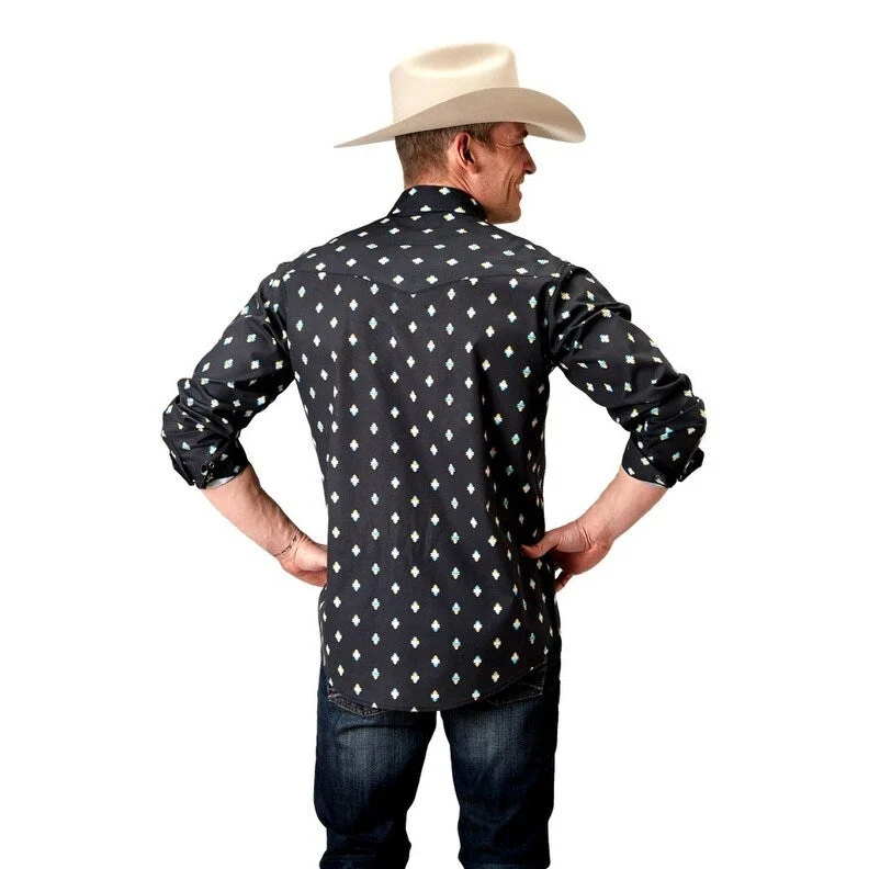 Roper Western Shirt Mens L/S West Made Black 03-001-0064-0317 BL