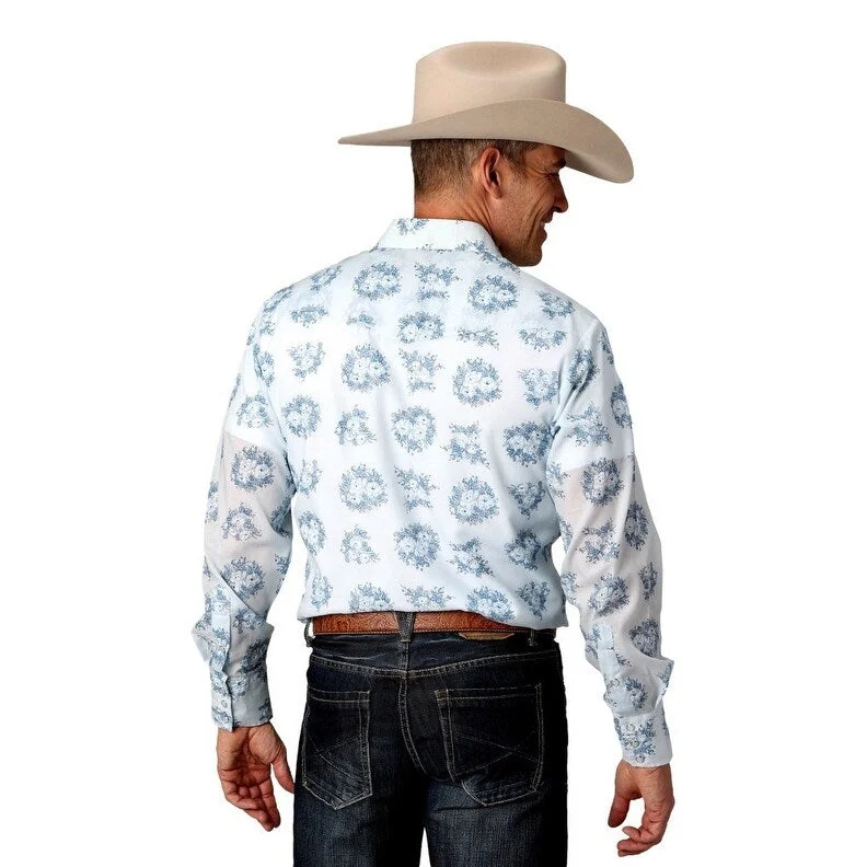 Roper Western Shirt Mens Long Sleeve Print Snap 01-001-0019-4064 BU