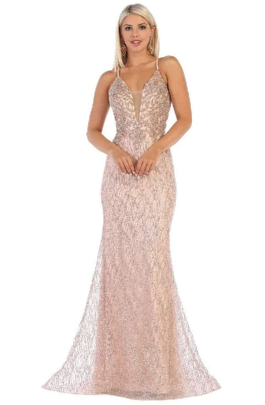 prom dress shopping tipsMay Queen - RQ7683 Sleeveless Embellished Prom Dress