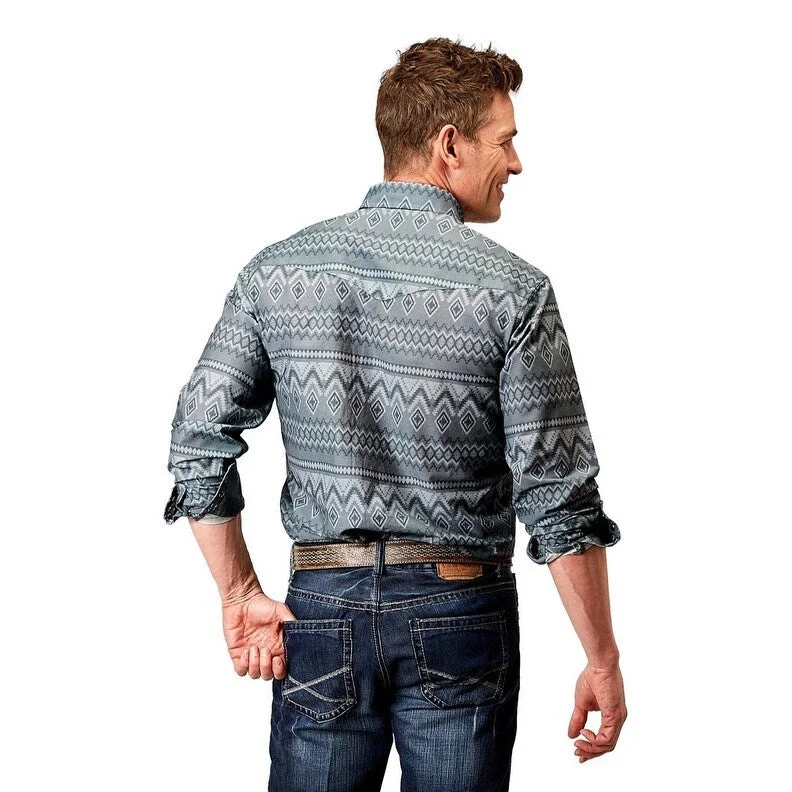 Roper Western Shirt Mens L/S Aztec Snap Gray 03-001-0067-0320 GY