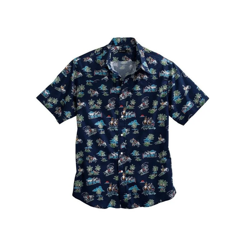 Tin Haul Western Shirt Mens S/S Tropics Blue 10-002-0064-0216 BU