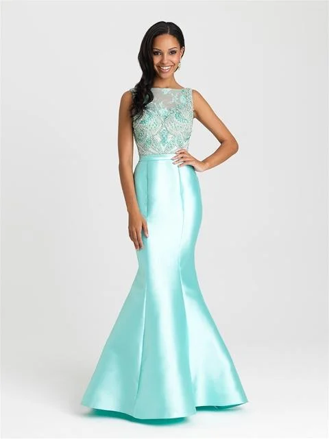 lace prom dressesMadison James - Floral Embroidery Satin Mermaid Prom Dress 16-410SC