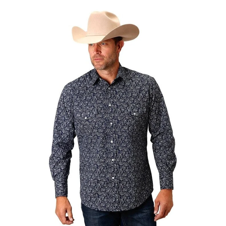 Roper Western Shirt Mens L/S Snap Floral Print 01-001-0019-3055 BU