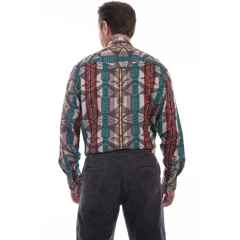 Scully Western Shirt Mens L/S Southwest Snap Multi-Color F0_PS-245