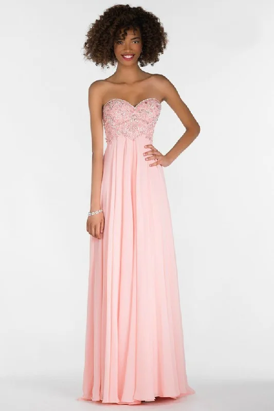 fitted prom dressesAlyce Paris 6686 Prom Collection Strapless Chiffon Dress - 1 Pc Rosewater in Size 16 Available