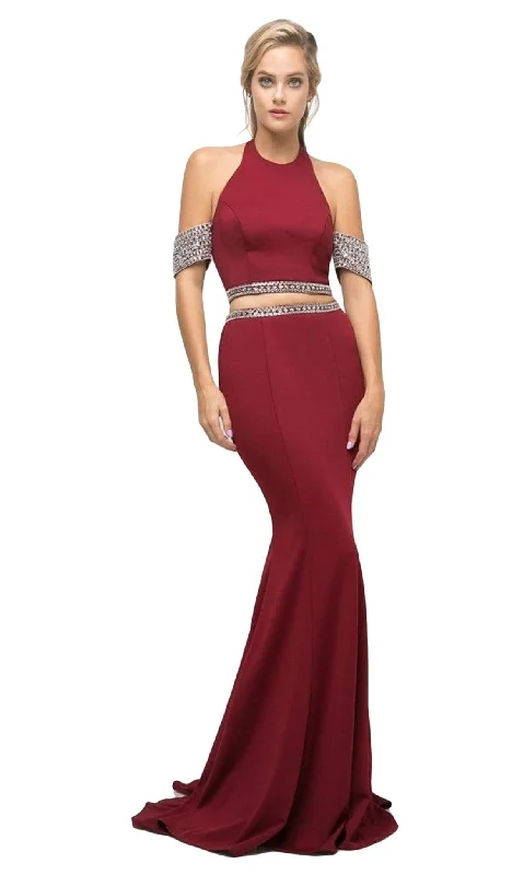 bodycon prom dressesCinderella Divine - UH551 Halter Trumpet Prom Dress