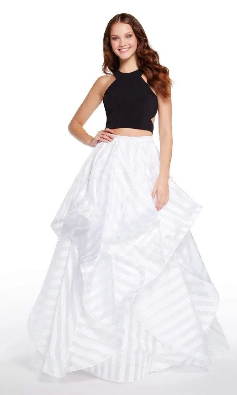 prom dresses with trainsAlyce Paris 60149 - Halter Croptop Two Piece Ruffle Drape Prom Grown