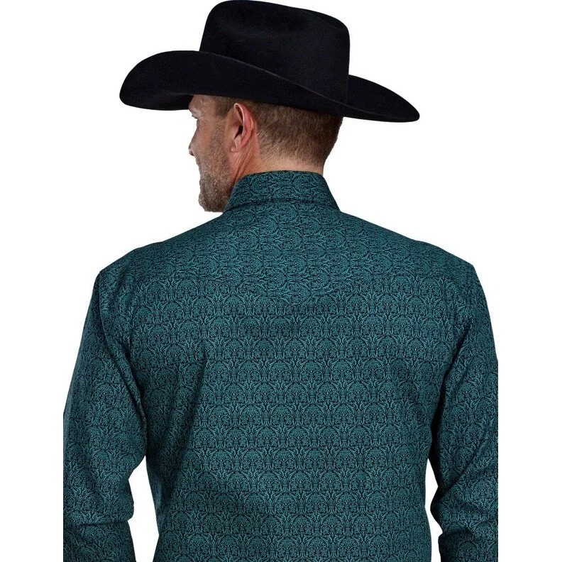 Roper Western Shirt Mens L/S Vintage Paisley Green 03-001-0225-6022 GR