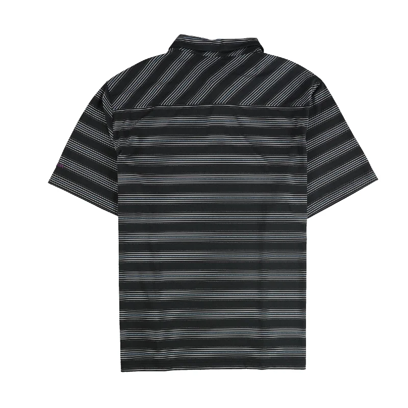 Reebok Mens Striped Golf Rugby Polo Shirt, Black, XX-Large