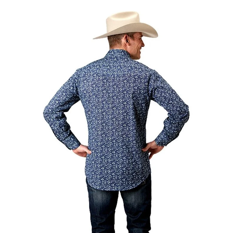 Roper Western Shirt Mens L/S Tall Classics Blue 01-001-0179-0350 BU