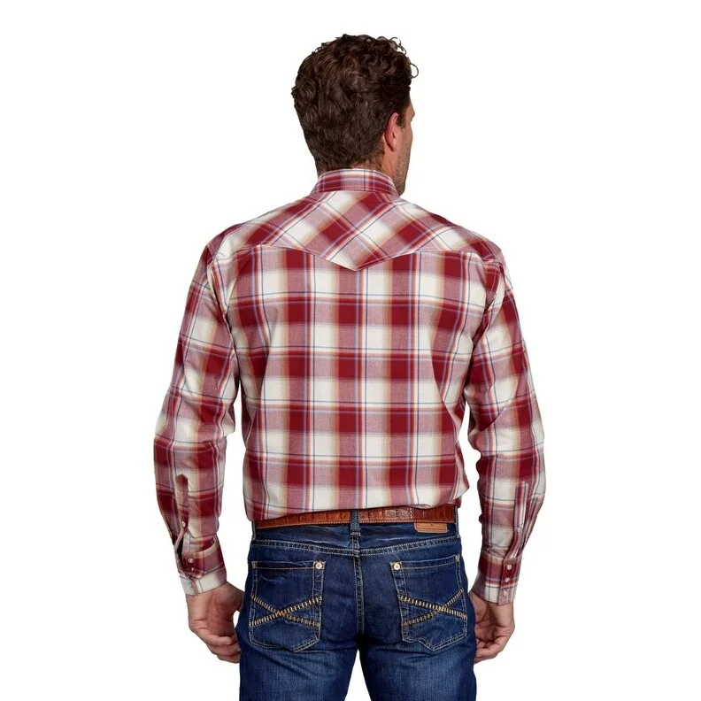 Roper Western Shirt Mens L/S Chevy Plaid Red 03-001-0278-7036 RE