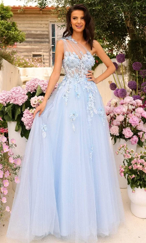 prom dresses with beaded accentsAmarra 88841 - Floral Embellished Prom Dress