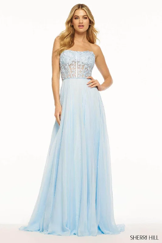 halter prom dressesSherri Hill 56088 - Strapless A-Line Prom Dress