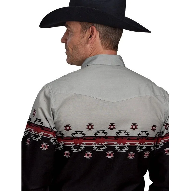 Roper Western Shirt Mens L/S Aztec Border Black 03-001-0431-0653 BL