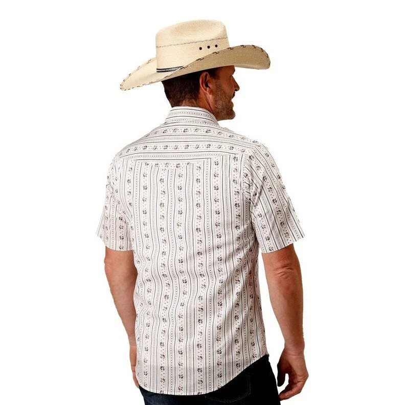 Roper Western Shirt Mens S/S Snap Wallpaper 01-002-0019-3058 WH