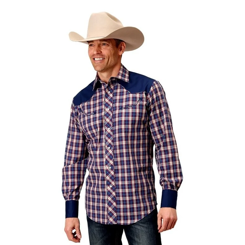 Roper Western Shirt Mens Snap Front L/S Blue 01-001-0087-1062 BU