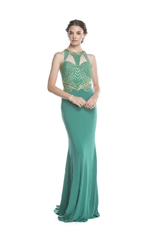 affordable prom dressesAspeed Design Embellished Halter Sheath Prom Dress L1669