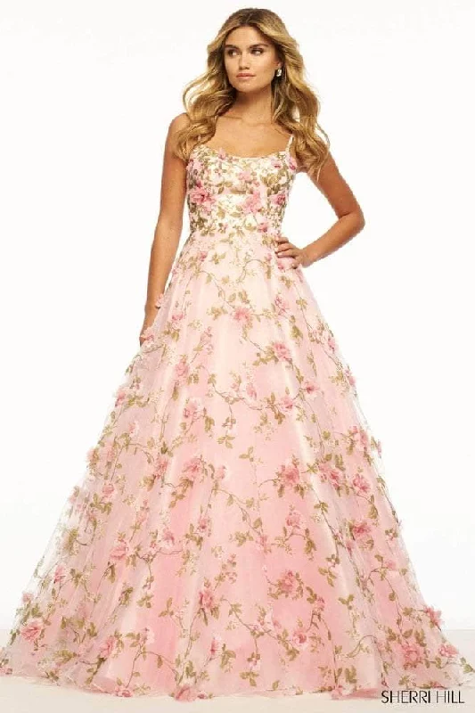 vintage prom dressesSherri Hill 56107 - 3D Floral Scoop Prom Dress