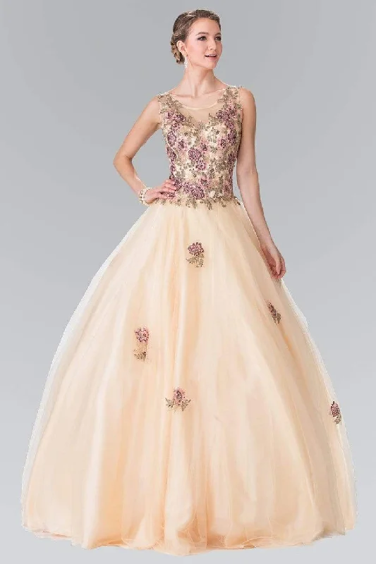 budget-friendly prom dressesElizabeth K GL2346 - Scoop Floral Prom Ballgown