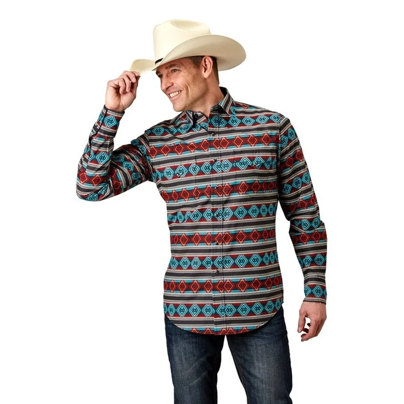 Roper Western Shirt Mens West Made Long Sleeve Red 03-001-0067-0321 RE