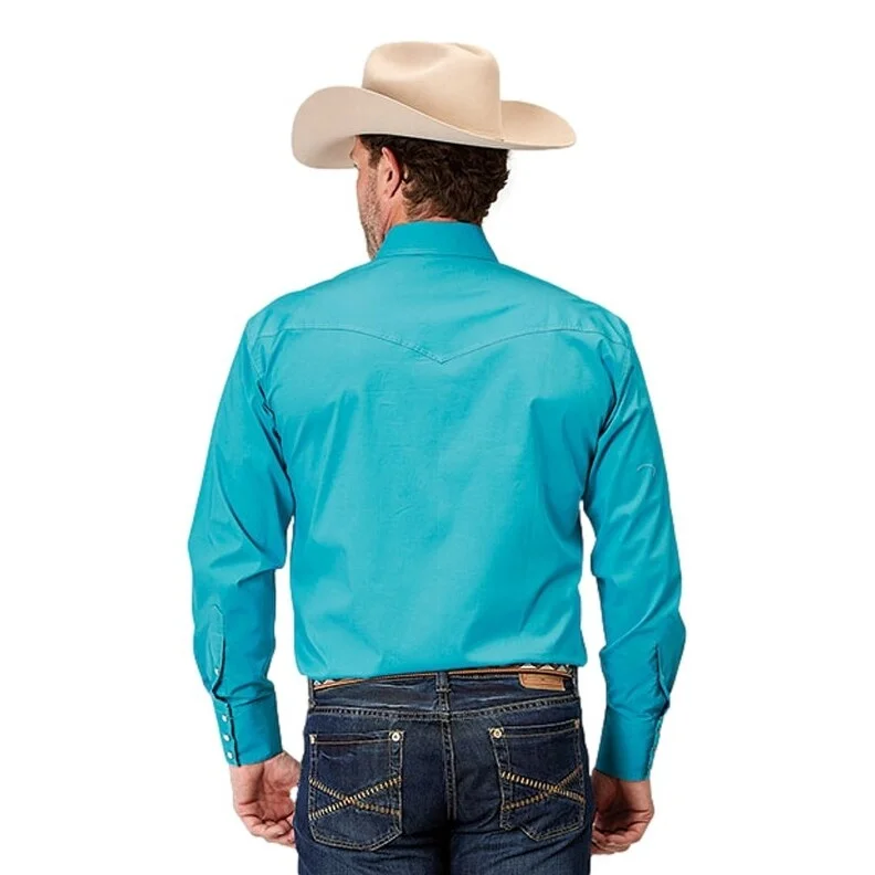 Roper Western Shirt Mens L/S Tall Turquoise 03-001-0765-2106 BU