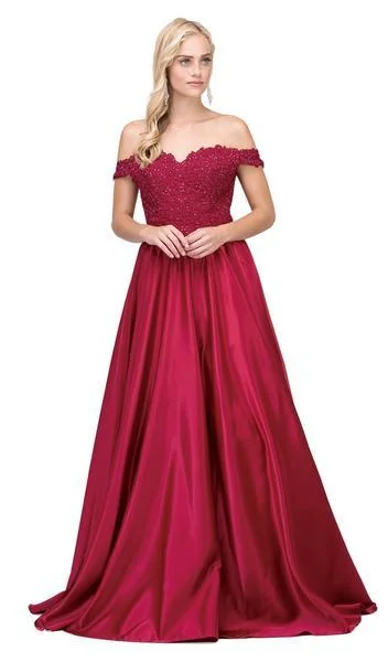 luxury prom dressesDancing Queen - Embroidered Off Shoulder A-Line Prom Gown 2355 - 1 pc Burgundy In Size XS Available