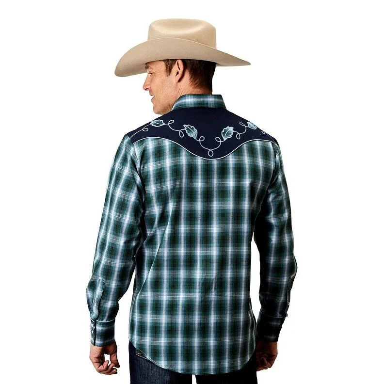 Roper Western Shirt Mens Snap L/S Plaid Blue 01-001-0024-3000 BU