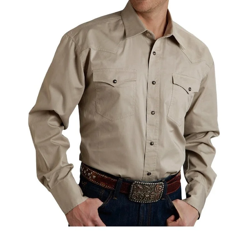 Roper Western Shirt Mens L/S Snap Solid Parchment 03-001-0265-1126 TA