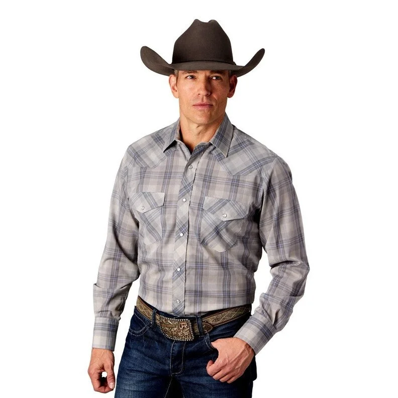 Roper Western Shirt Mens Long Sleeve Plaid Snap 01-001-0101-4059 GY