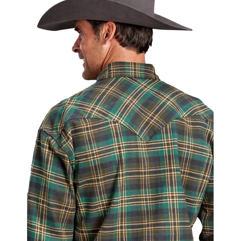 Stetson Western Shirt Mens L/S Flannel Green 11-001-0478-0772 GR