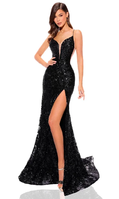 flutter sleeve prom dressesAmarra 88758 - Sequin Mermaid Prom Dress