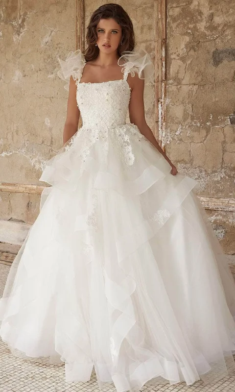 Formal Dress for Creative ThemesJovani Bridal JB37575 - Square Ruffled Bridal Ballgown