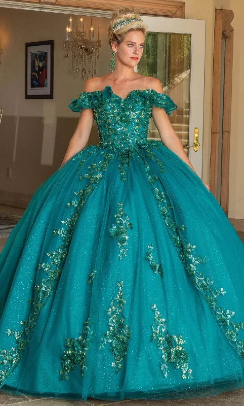 Formal Dress for Eco-Conscious EventsDancing Queen 1766 - Ruffled Off-Shoulder Embellished Ballgown