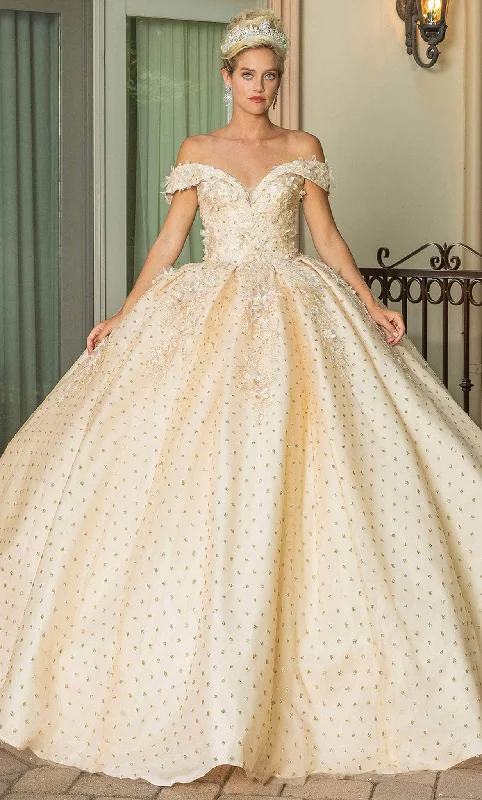 Formal Dress for Formal DancesDancing Queen 1726 - Applique Off Shoulder Quinceanera Ballgown