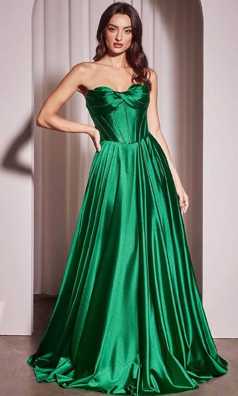 Formal Dress for Outdoor WeddingsLadivine CD378 - Strapless High Slit Long Gown