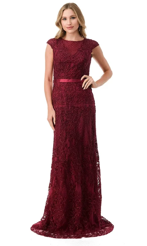 Formal Dress for EveningsTrevi Collection M2732 - Cap Sleeve Embroidered Formal Dress