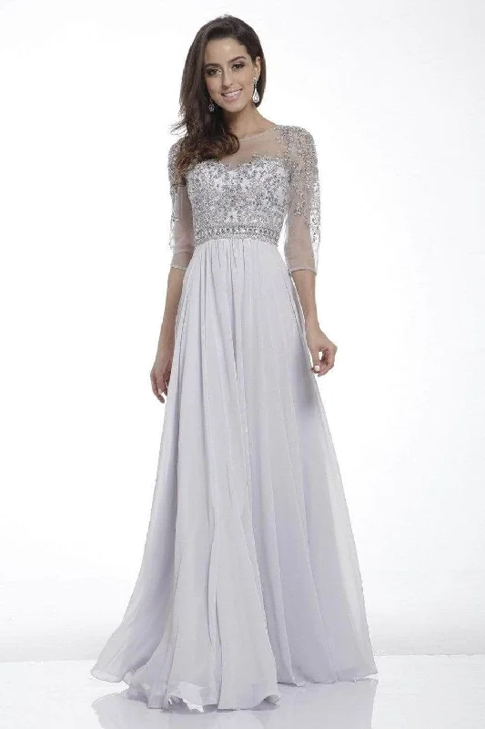 Formal Dress for DebutantesCinderella Divine - Bateau Embellished Formal Dress JC4082 - 1 pc Silver In Size L Available