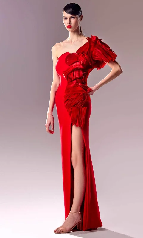 Formal Dress for Sports AwardsMNM Couture G1612 - One Shoulder 3D Organza Gown