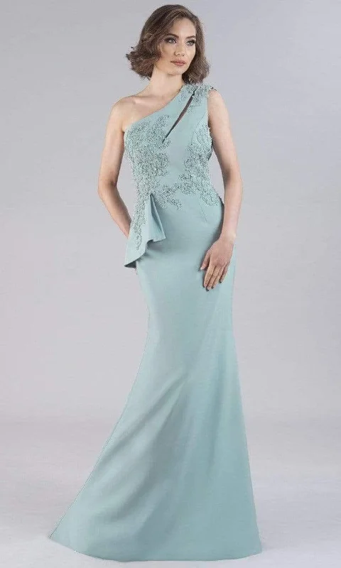 Formal Dress for Costume BallsGia Franco - 12101 Asymmetric Embroidered Crepe Gown