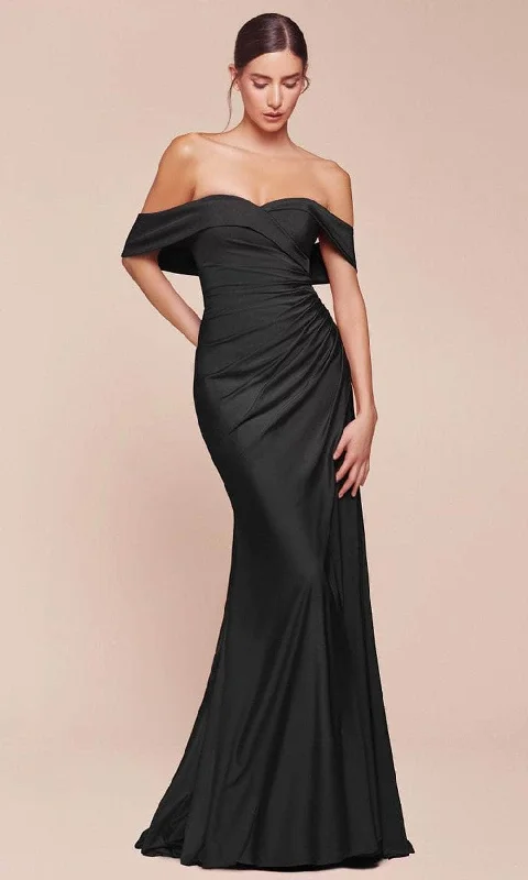 Formal Dress for ConcertsCinderella Divine CD790C - Off Shoulder Satin Plus Gown